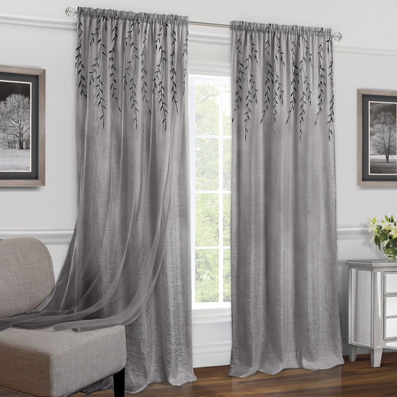 Hadlee Semi Sheer Curtain Single Panel, Gray, 42" x 63"