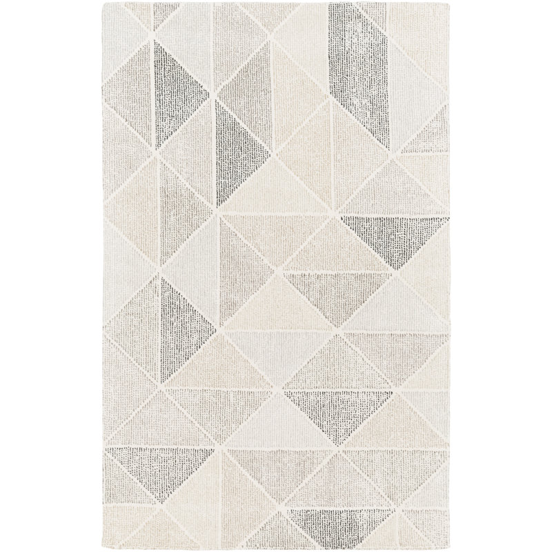 SAMPLE-Burkett Geometric Hand-Tufted Wool Black/Charcoal Area Rug