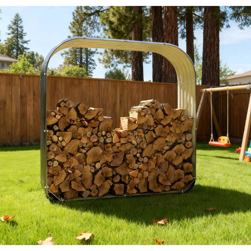 Support de rangement pour bois de chauffage en acier galvanisé avec rebord caoutchouté