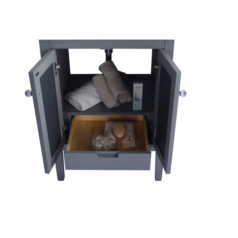 Ensemble de meuble-lavabo simple 24 po Caballero, Gris, Carrera blanche