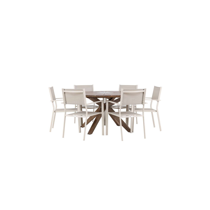 Kluesner 6 - Person Patio Dining Set with Round Table, Beige