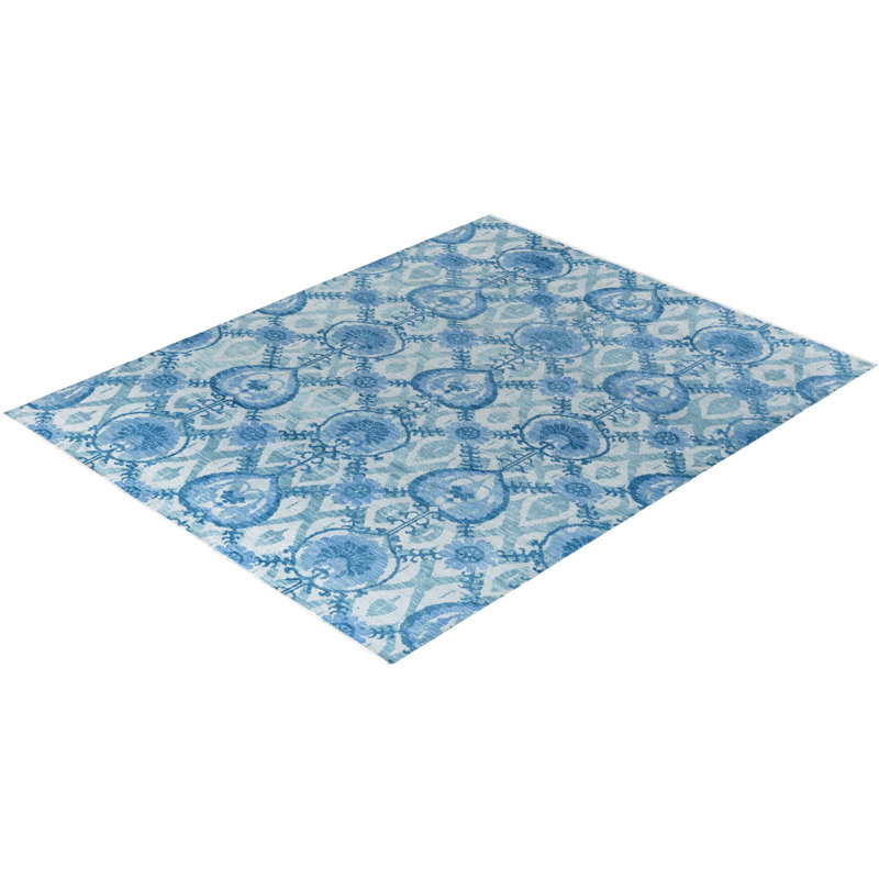 Overdyed One-of-a-Kind Rectangle 9'1" X 12'3" Hand Knotted Area Rug
