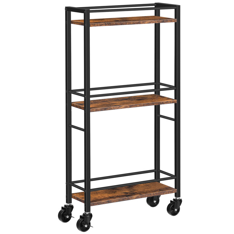 Chariot-bar étroit sur roulettes à 3 niveaux, Brown