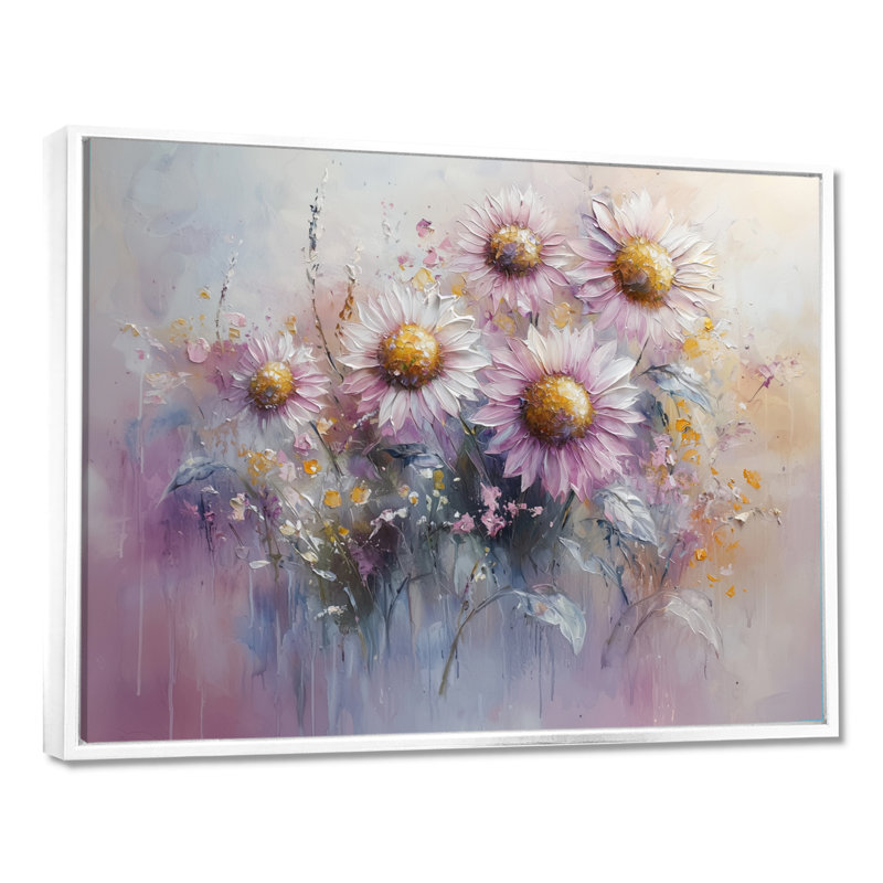 Illya - Floral Wall Art, Impression encadrée flottante, H 24 po x l 32 po, Blanc