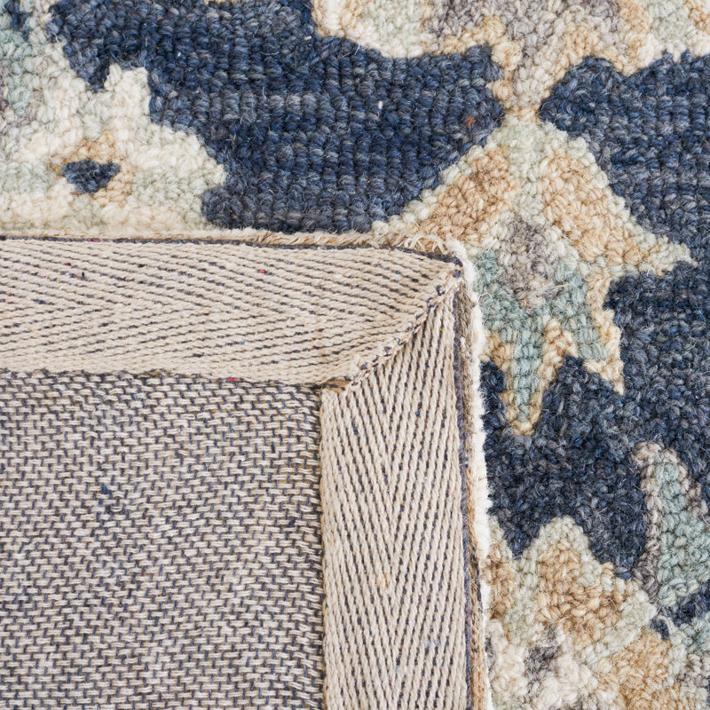 Tapis bleu / ivoire en laine / coton touffeté à la main Martha Stewart, Rectangle 3 po x 5 po