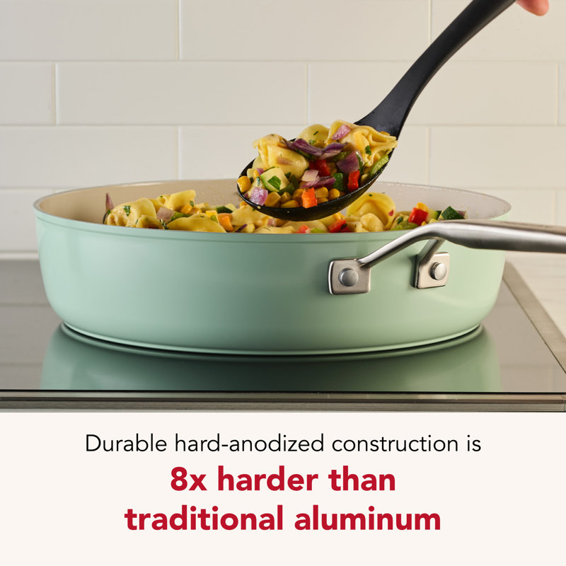 Kitchenaid Hard-Anodized Ceramic Induction Cookware Set, 10 Piece, Agave, Green