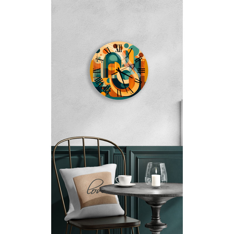 Horloge murale en verre trempé Mid-Century, Noir