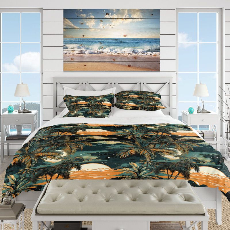 Ensemble de housse de couette Palm Breeze, Housse de couette pour très grand lit et 2 très