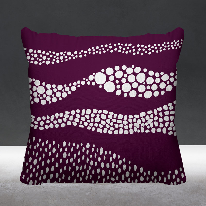 Coussin décoratif intérieur / extérieur Bia Boho Dots, L 15 po x H 15 po, Mauve