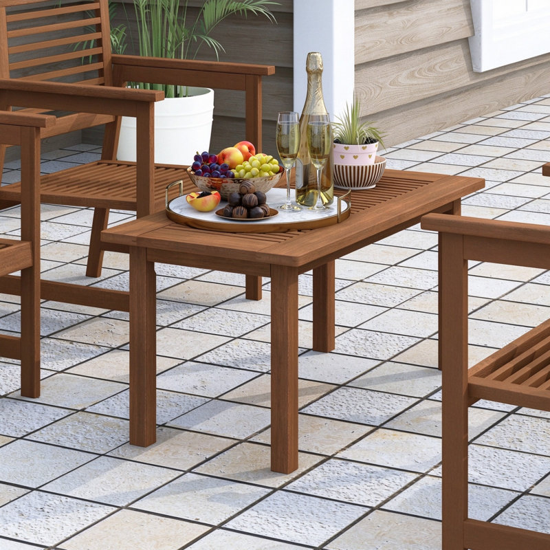 Light Wood Outdoor Side Table in Teak Oil for Porch