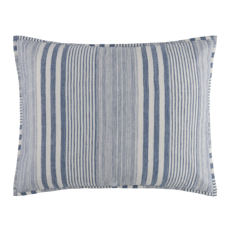 Taie décorative matelassée à rayures bleues Carolina, Taie décorative standard, Bleu