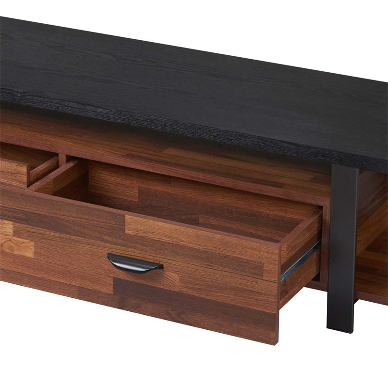 Coalpit Heath Rectangular 2-Drawer TV Stand in Walnut/Black