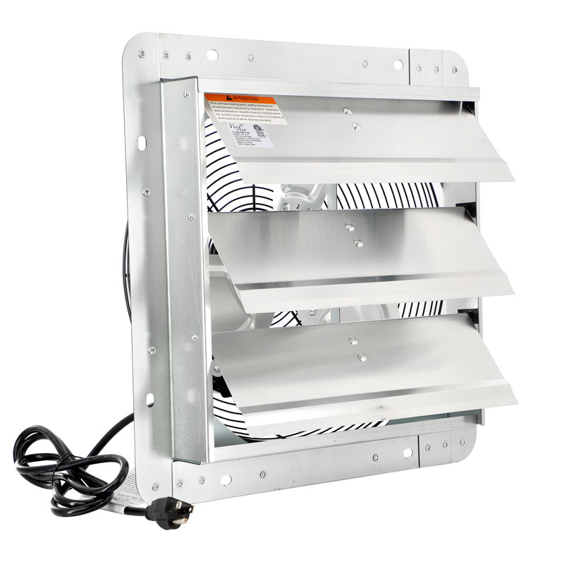 Ventilateur mural à cordon 12 po avec volets, H 7,48 po x l 17,12 po x P 17,12 po