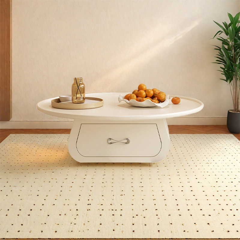 Table basse simple et moderne, H 14,2 po x L 35,4 po x l 35,4 po , Blanc