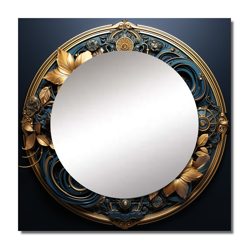 Or et fleurs 3D sceau antique V - Botanicals abstraites, art mural miroir de salon, 23 po x 23 po