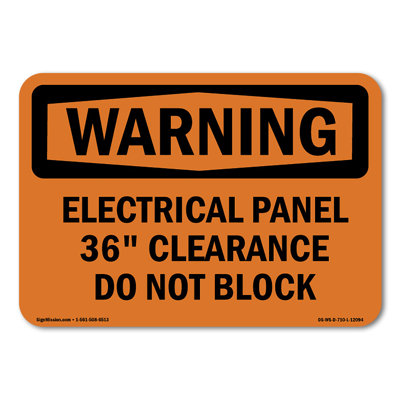Electrical Panel 36 Clearance Do Not Block Decal 7" X 5"