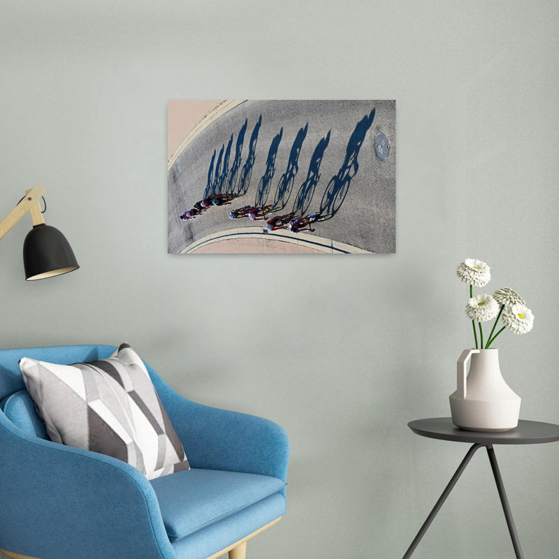 «Sunny Cycling Shadows Abstract Geometric Contemporary Landscape Nature», reproduction d'art murale, 16" H x 24" W