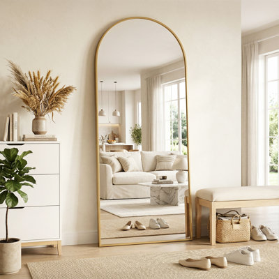 Oversized Arch Floor Mirror with Stand, Wall Mirror