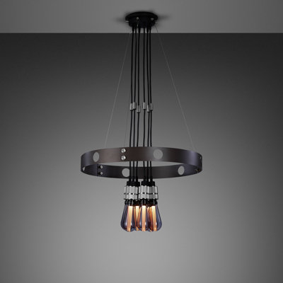 6 - Light Solid Brass Bulb Chandelier