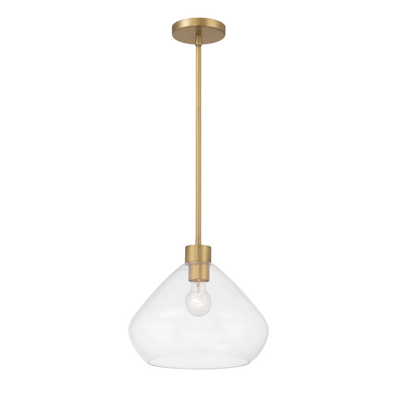 Luminaire suspendu 1 lumière 12,5 po Elaris, Laiton, Clair