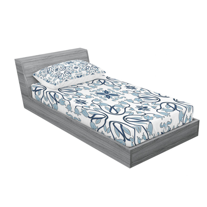 Microfiber Floral Sheet Set, Twin XL Sheet Set with Fitted Sheet