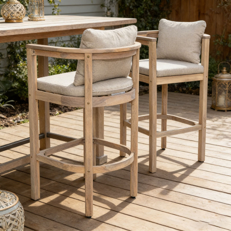 Ensemble de tabourets d'extérieur, Blanc clair
