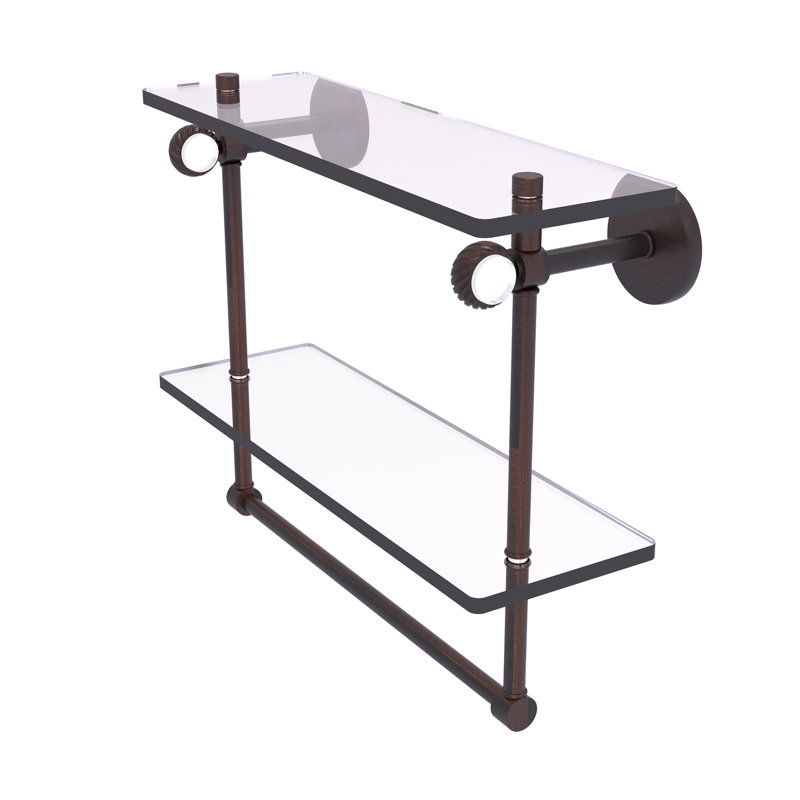 Tablette à 2 niveaux en verre Margolis, H 12,8 po x l 16 po x p 5,6 po, Bronze vénitien