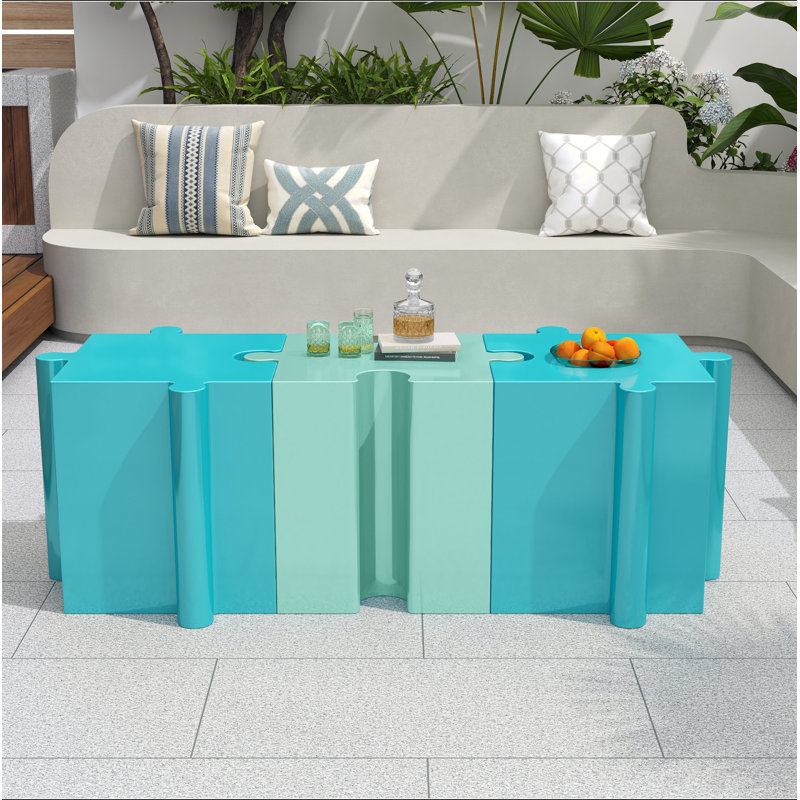 Table d'appoint casse-tête, table modulaire à bord concave MGO, Green/Blue