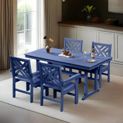 Outdoor Patio All Weather HDPE Dining Set Outdoor Patio All Weather Poly Dining Set Rectangular Table Poly Outdoor Chair