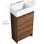 Meuble-lavabo autoportant de 18 pouces avec lavabo simple. Cabinet de caractère délicat. Lavabo en céramique. Bois d'ébène brun pour portes de salle de bain à fermeture en douceur. Petits espaces de bain