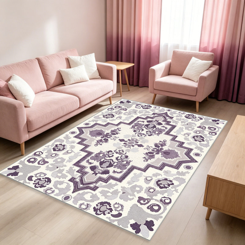 Bohemian Medallion Purple carpet-easy to clean, machine-washable, soft and comfortable; suitable for door mats, kitchens, living rooms, bedrooms, corridors, and laundry areas. Easy to clean, durable carpet for home decoration.