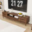 Modern TV Stand with Fluted Front Drawer, 2 Cabinets, Open Shelf and Cable Management