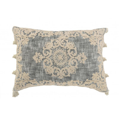 Housse de coussin rectangulaire en coton médaillon cousu à la main Rectangle