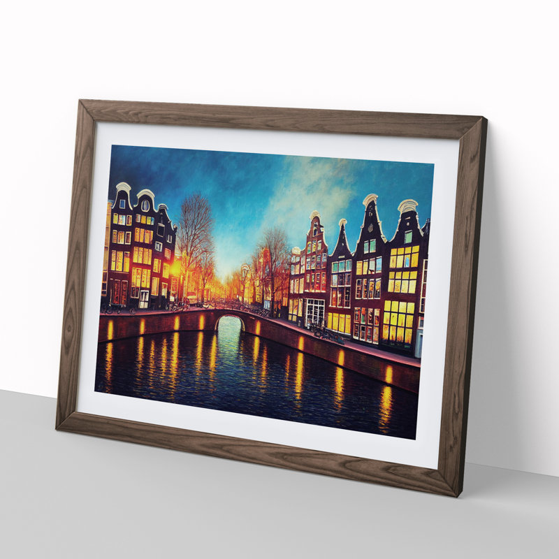 Amsterdam Canal Art Painting - Framed Print