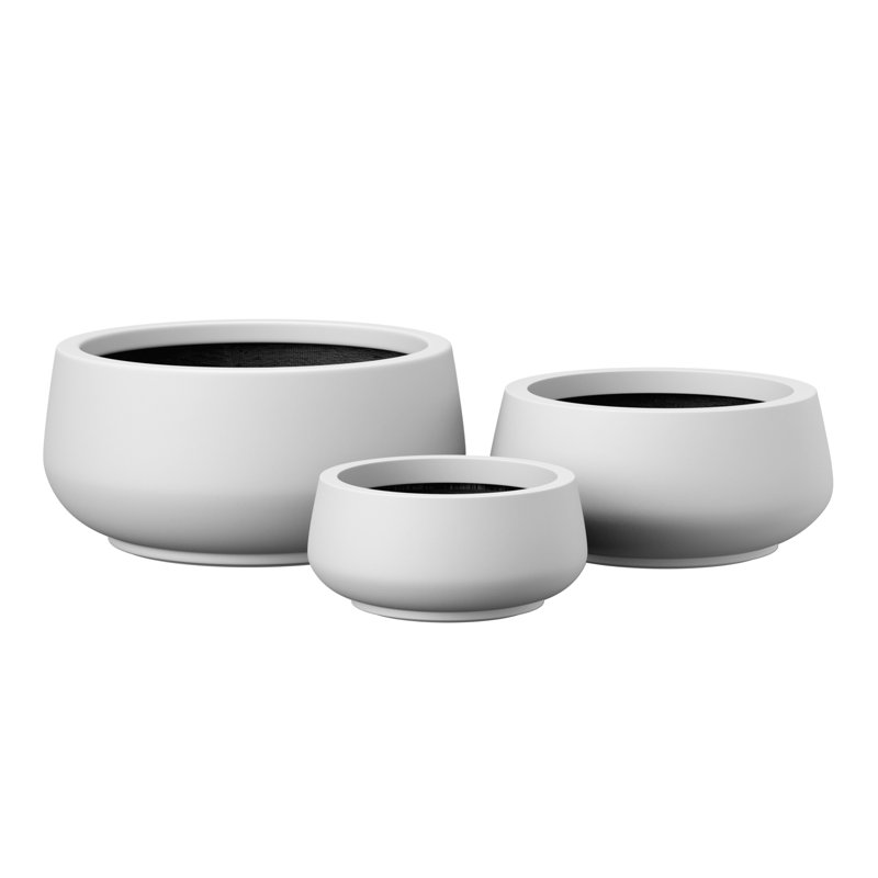 Ensemble de pots à fleurs 3 pièces Jaimini, Blanc perle
