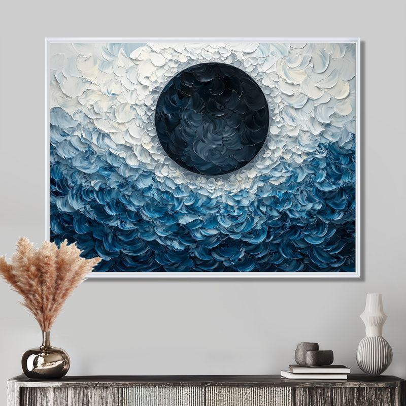 Wingert Eclipse Moon on Coastal Reflection I - lune, art mural, H 34 po x l 44 po, Impression encadrée flottante, Blanc