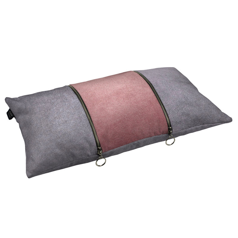 Rectangular Throw Pillow Cover, Pink/Grey