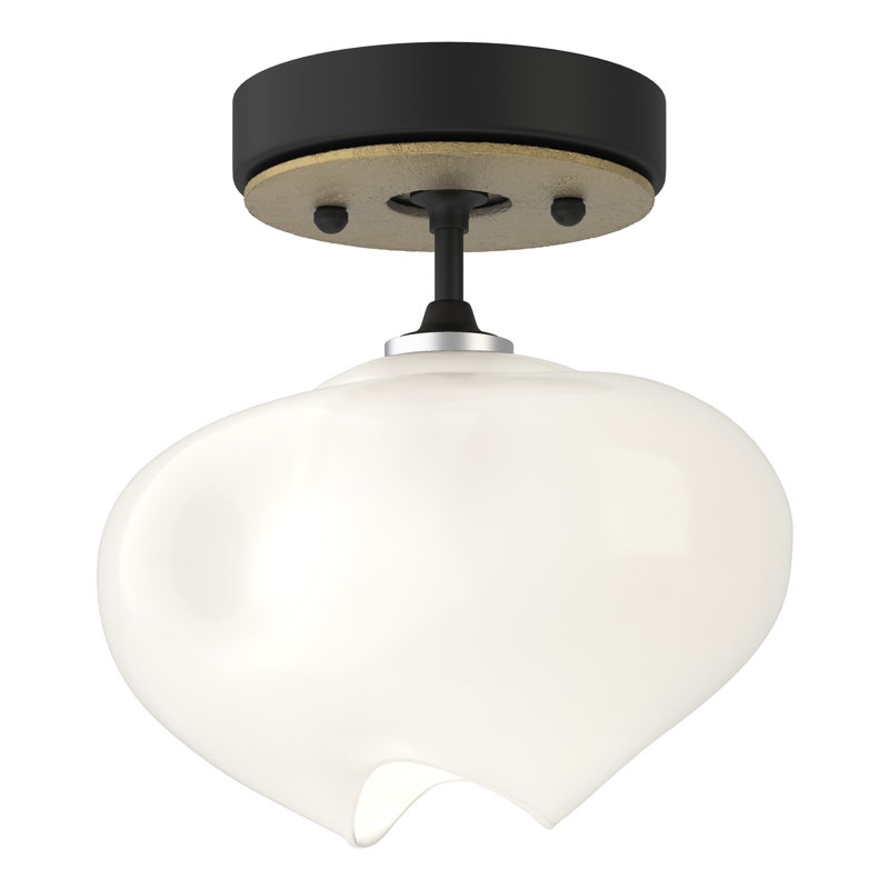 Ume Frosted Glass 1 - Light Semi Flush Mount, Modern Brass, Black