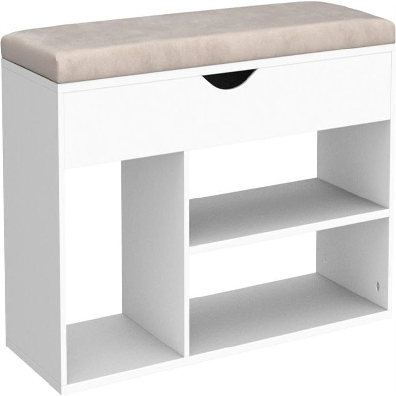 7 Pair Shoe Storage Bench, White