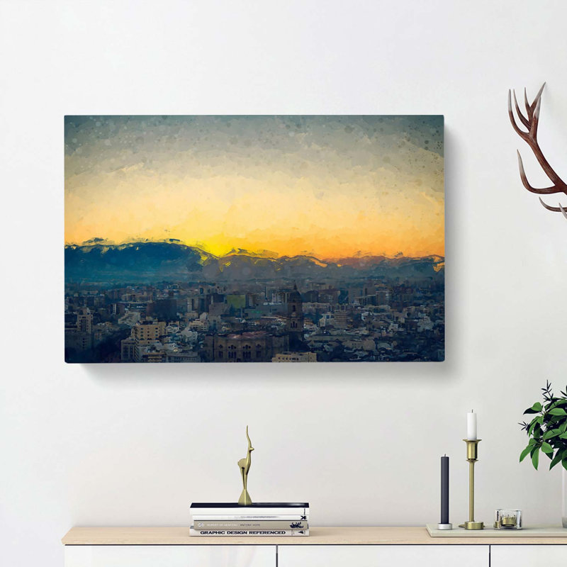 Sunset Over Malaga In Spain In Abstract - Wrapped Canvas, 40cm H x 60cm W x 3cm D
