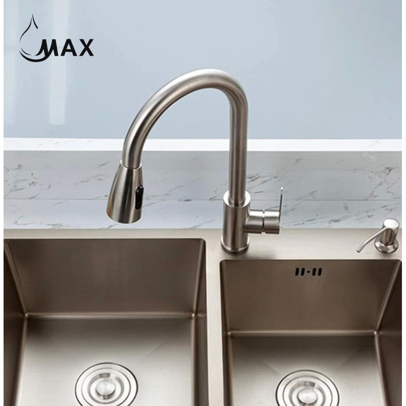 Robinet de cuisine à poignée simple 16,5 "nickel brossé