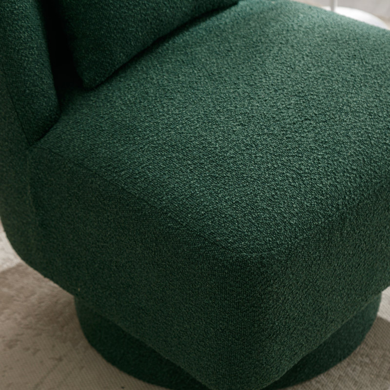 Ollia Upholstered Swivel Slipper Chair, Green 100% Polyester