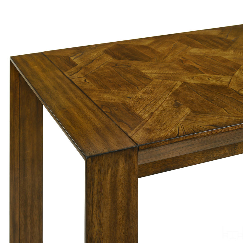 5 pièces Table de salle à manger rectangulaire en bois massif tissé à la main, 5 pièces: table, 4 chaises 