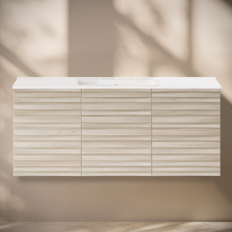Meuble-lavabo mural blanc Cascade, Blanc, 8 po, 48"