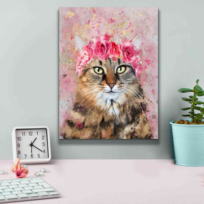 Flower Crown Tabby Cat 5 by Furbaby Affiliates - Wrapped Canvas Painting -  Red Barrel StudioÂ®, 46E031C063BD4189A82EFB2A0FA5AB44