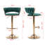 Tabourets de bar, avec repose-pieds chromé et base pivotante en velours à hauteur réglable et tabouret de bar simple, ensemble de 2-1103726019