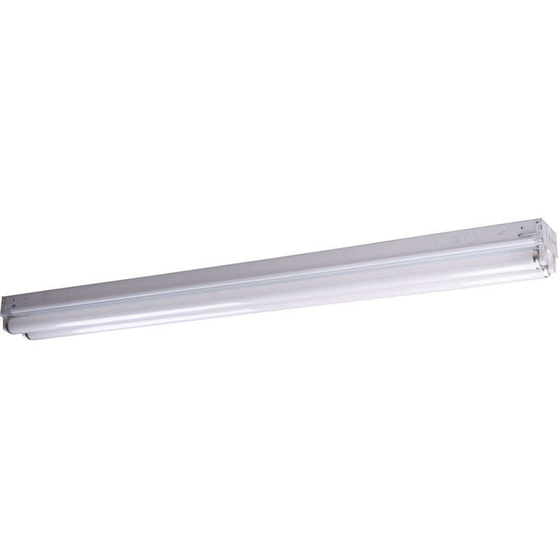  2-Light 48"W White Energy Efficient Fluorescent Linear Ceiling or Wall Mount Flush Mount Fixture, 4.63" H x 48" W x 3.38" D