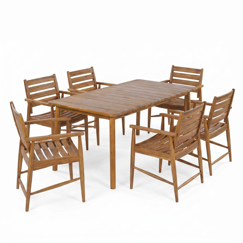 Ensemble repas pour 6 personnes en bois d'acacia avec plateau à lattes Derwent Patio