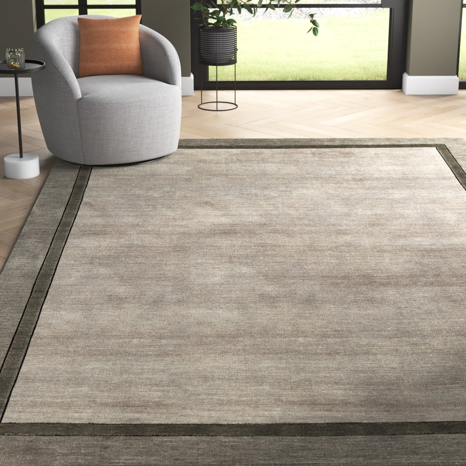 Zaley Gray Hand-Tufted Wool Rug, Rectangle 9' x 12'