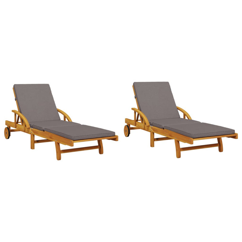 Ensemble de 2 chaises longues vidaXL, Blanc, crème